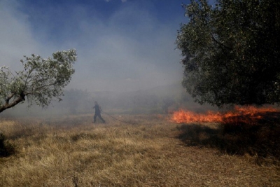 Φωτιά σε ξερά χόρτα στην